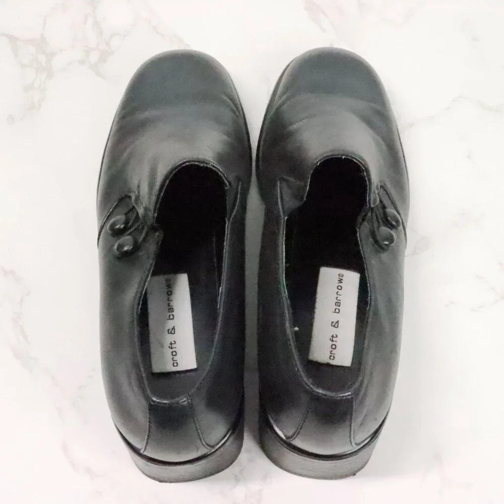 Croft & Barrow Womens 8M Katie Black Leather Chunky Y2K Square Toe Loafer Shoes - Picture 7 of 10